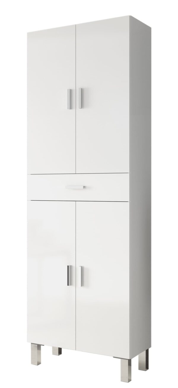 Columna Baño en Kit de 4 puertas + 1 cajón ARUBA color Blanco Brillo